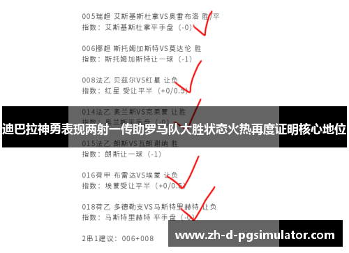 迪巴拉神勇表现两射一传助罗马队大胜状态火热再度证明核心地位